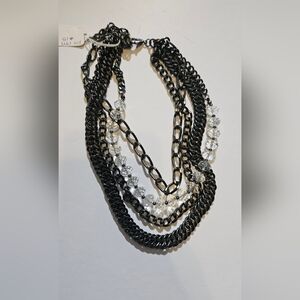 Elegant Black and Silver Chain Necklace